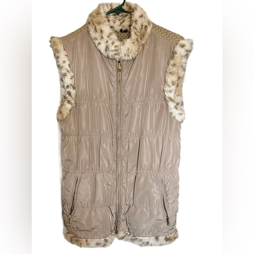 Bagatelle Reversible Faux Fur/Stretch Knit Quilted Puffer Zip Up Vest Size M